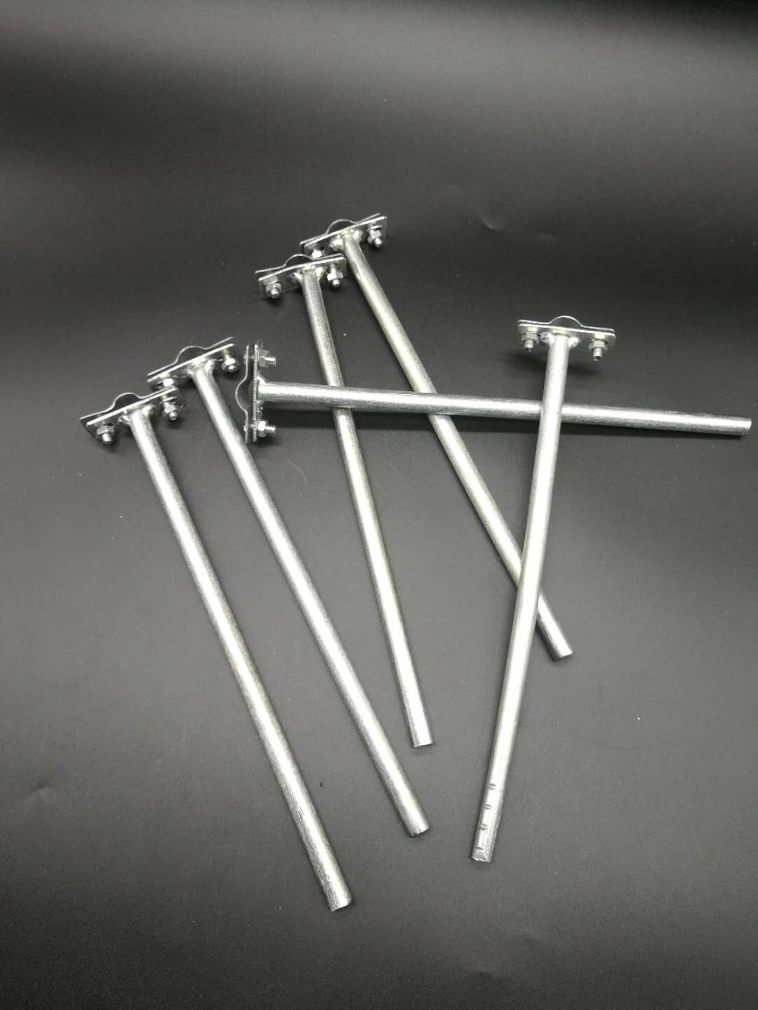 Electro-galvanized round steel lightning protection bracket lightning protection support card T-type lightning protection bracket lightning protection belt lightning protection clip support card