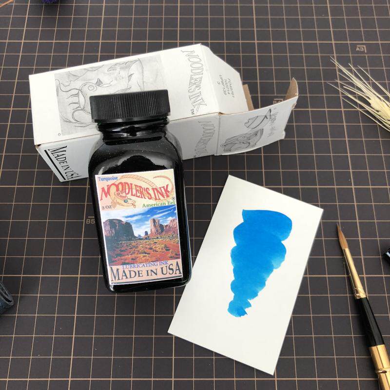 Noodlers Ink catfish ink color pen ink Navajo sky blue blue black line