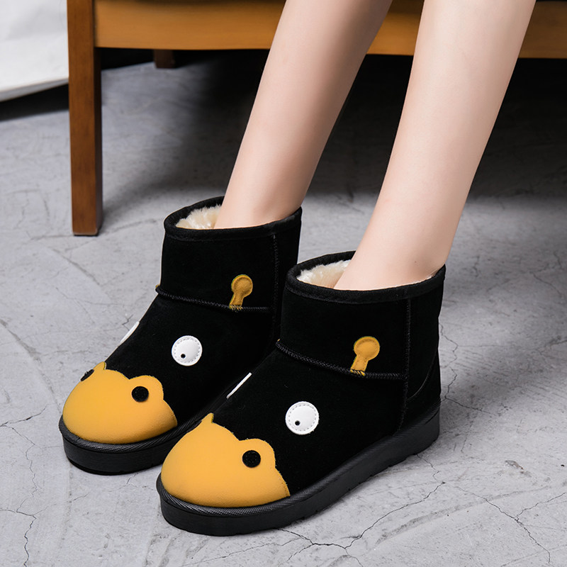 女鞋2019冬季新款雪地靴女韩版可爱加绒加厚短靴学生保暖短筒棉鞋