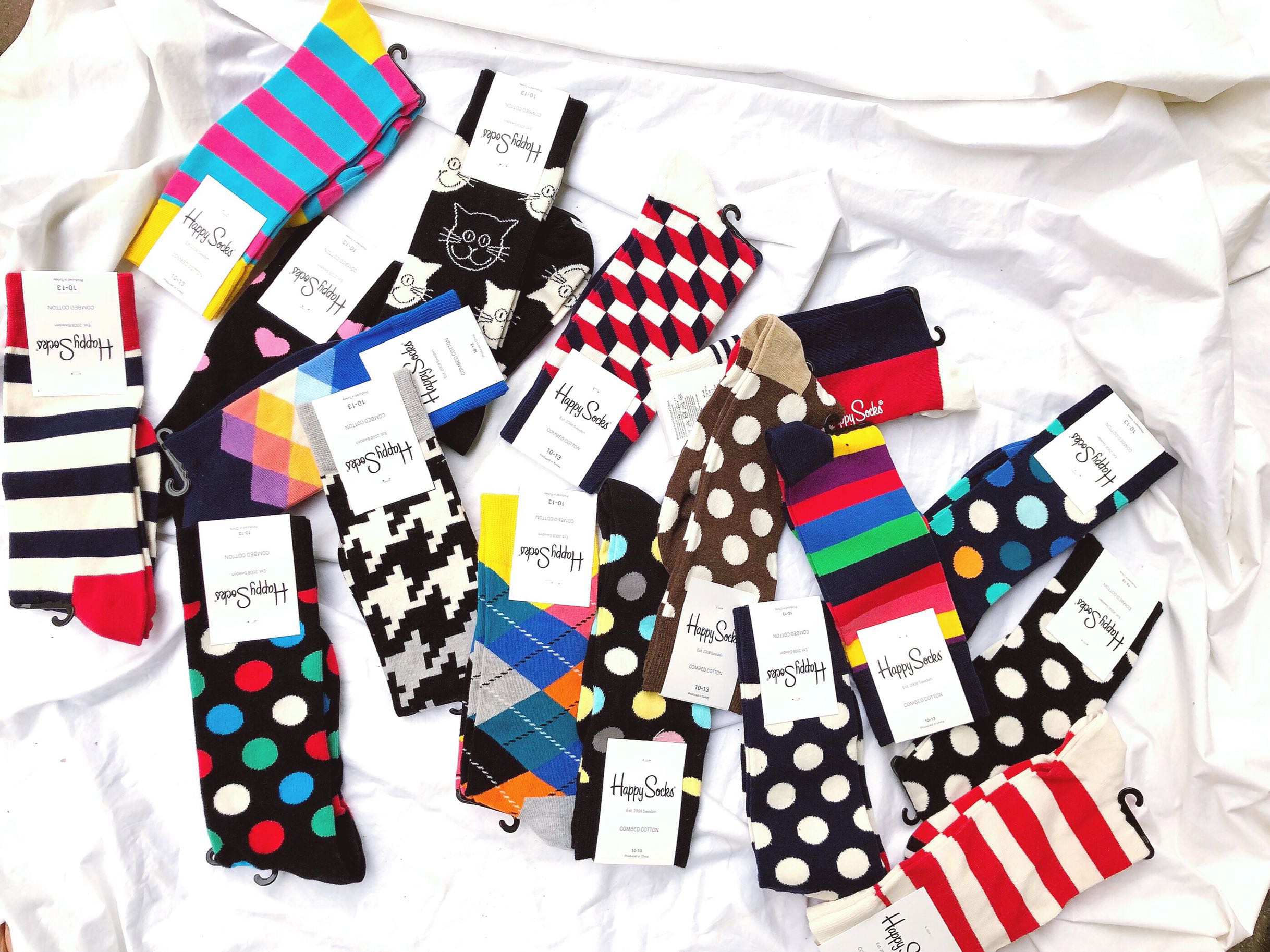 Zhou A's #HappyS trendy men's standard ins explosion style Funstyle cotton men's mid-tube flower socks