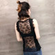 European women's summer outer wear European and American hollow back full lace vest with bottoming strap sexy sleeveless top