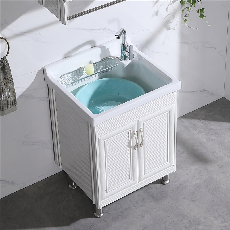 Balcony Laundry Pool Space Aluminum Laundry Cabinet Combination Deepening Ceramic Laundry Basin Size Sink Basin Floor Standing - Taobao