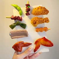 Запасные ребрышки, заколка для волос с жареной курицей, имитация еды, кебаб, куриные крылышки и куриные ножки на гриле, заколка для волос, боковой зажим, забавные альтернативные аксессуары для волос для женщин
