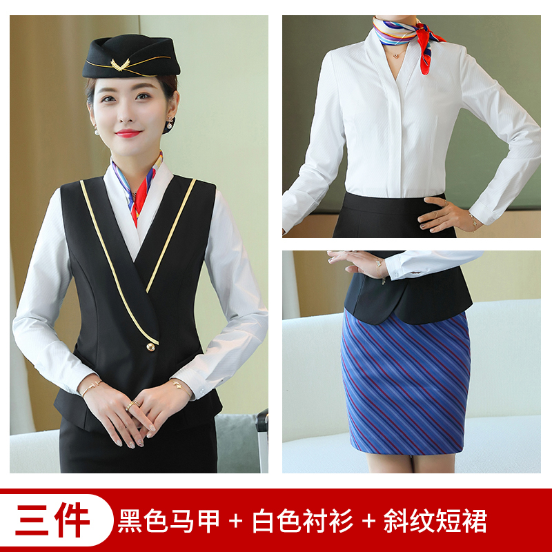 chuyên nghiệp bộ CV thời trang trang trí quần áo bảo hộ ngựa Clip chuyến bay khách sạn attendant quần áo lao động làm đẹp mới của phụ nữ áo giáp ngắn của