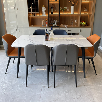 Foshan factory slate high-end Nordic rectangular dining table light luxury imported modern minimalist household marble bright - Taobao