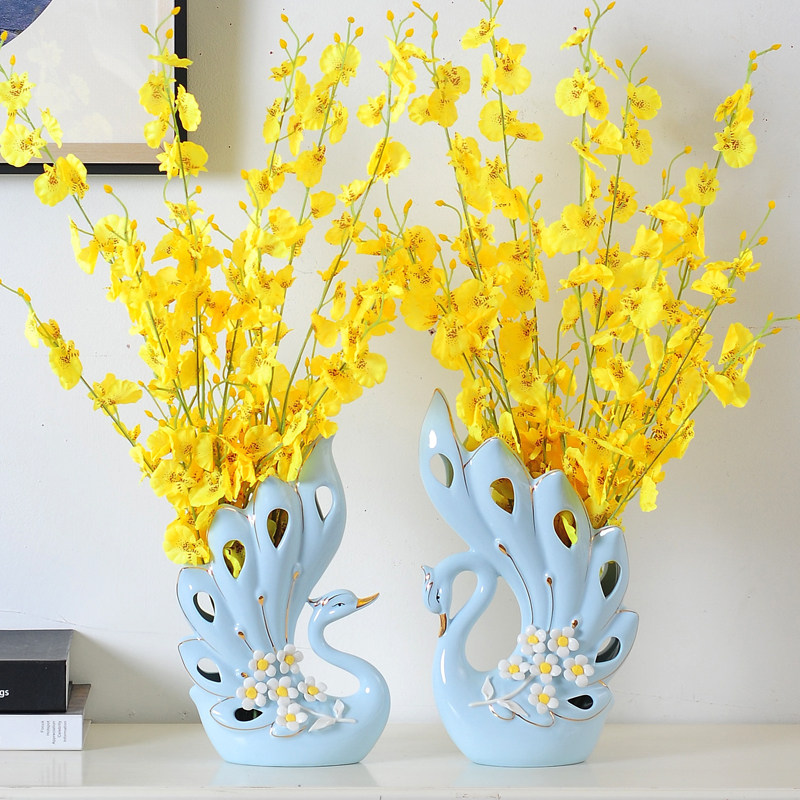 Large swan home decoration Living room TV cabinet Wine cabinet decoration Entrance partition cabinet flower arrangement creative decoration