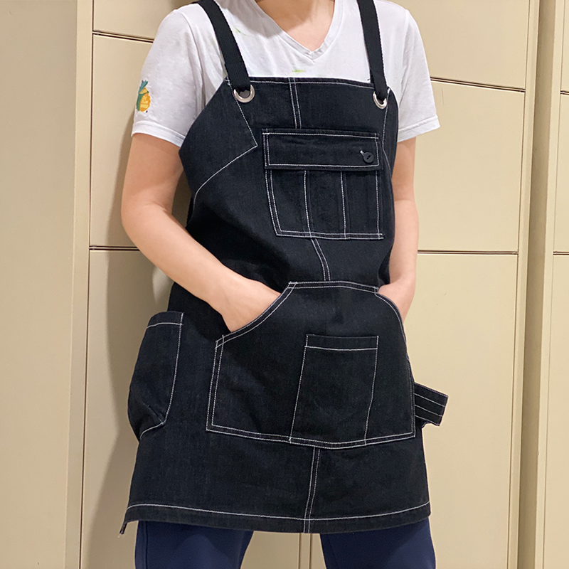 Hairstylist Li Kun shop denim work apron custom logo printing barista milk tea shop men and women holding baby bag cover