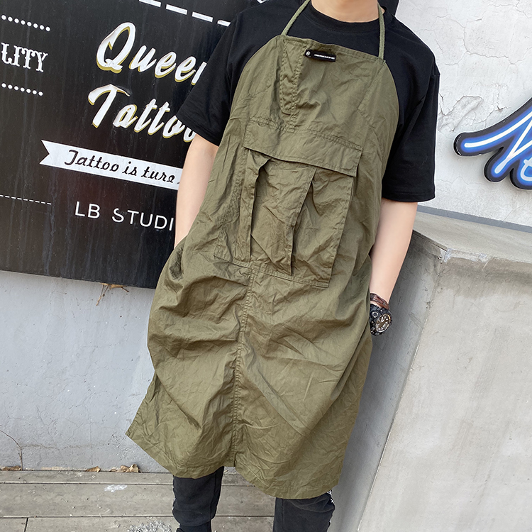 Customized logo printing barista work clothes anti-fouling Japanese-style milk tea shop hooded robes catering painting apron