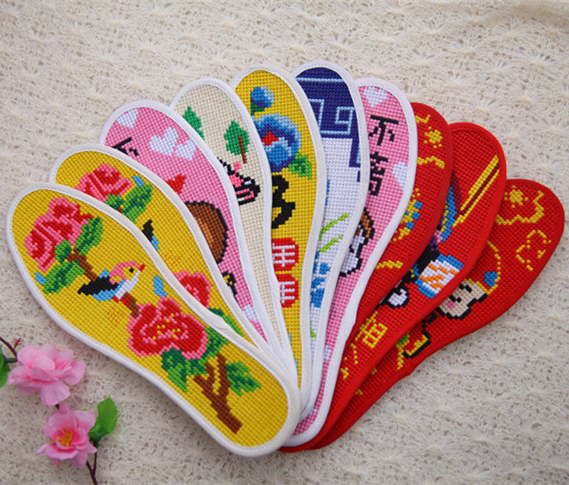 Cross embroidery full embroidery pure handmade finished cross stitch insole pure cotton sweat deodorant breathable wedding gift