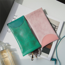 Sunglasses bag anti-pressure portable set storage bag myopia eyes Man simple retro leather ink mirror bag