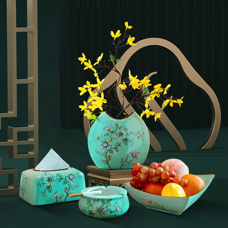 New Chinese style ceramic powder enamel household adornment tissue boxes sitting room porch tea table compote receive furnishing articles suit