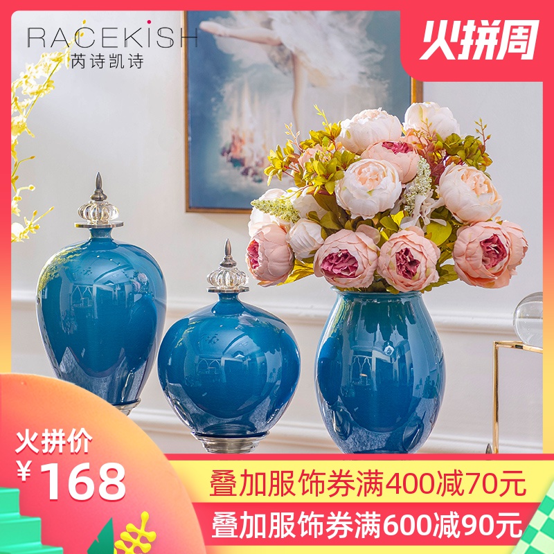 Light European - style key-2 luxury ceramic vase is placed between example villa living room table flower arranging flower implement wine porch decoration