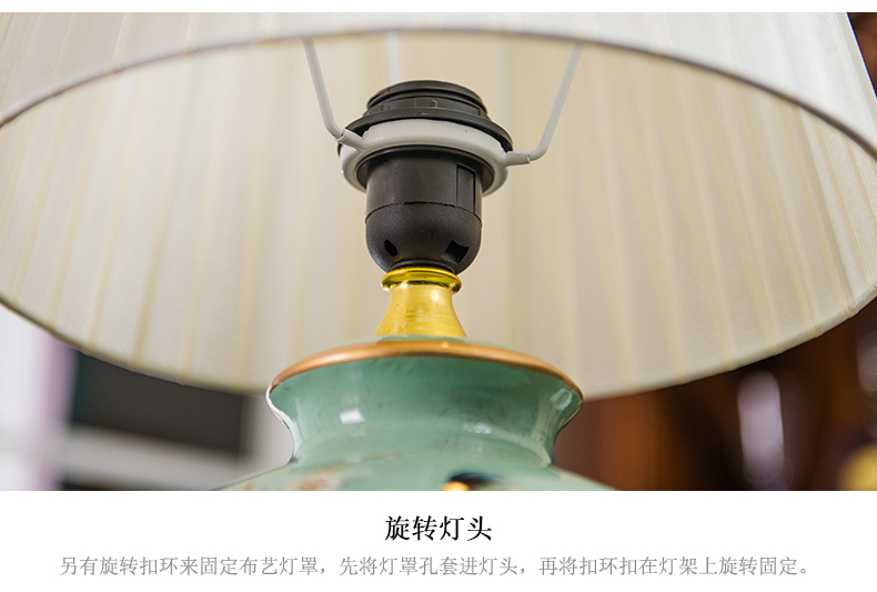 Europe type desk lamp creative berth lamp of bedroom the head of a bed American ceramic painting of flowers and birds sitting room adornment bedroom lamp