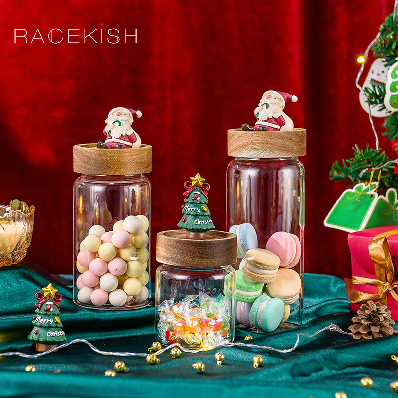 Sealed can food grade glass kitchen tea moisture-proof storage dried fruit candy storage can Christmas gift bottle