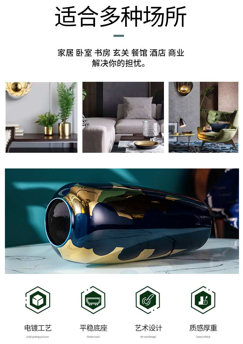 Creative light key-2 luxury ceramic vases, new Chinese flower arranging sitting room TV ark, furnishing articles furnishing articles study the dried flower decoration