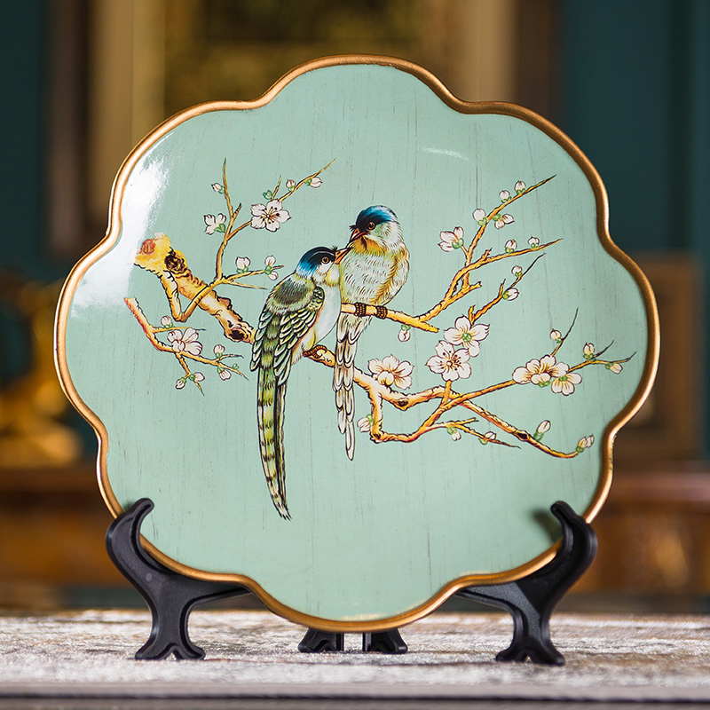 European creative ceramic decoration plate sitting room decoration plate furnishing articles sat dish rack rich ancient frame plate decoration