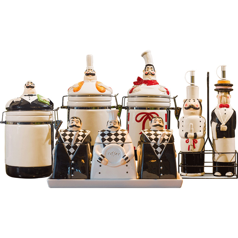 European ceramic flavor pot suit creative household kitchen condiment seal pot seasoning box of oil pot restaurants