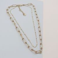 BR European and American fashionable gold double chain necklace light luxury niche design sense of high-end and elegant temperament