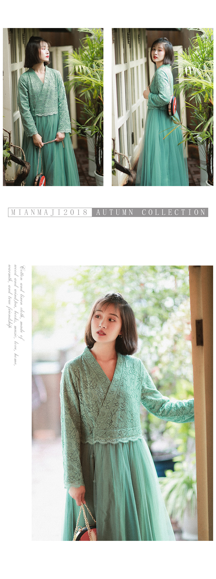 Cotton and linen 2018 mùa thu mới văn học retro cổ áo Hanfu cải tiến ren dài trench coat Áo khoác mỏng nữ áo khoác thể thao nữ