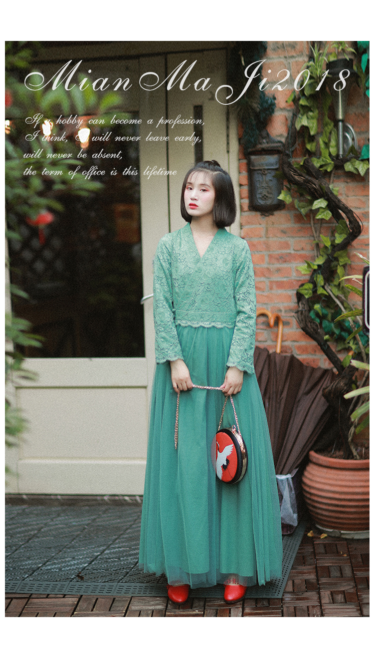 Cotton and linen 2018 mùa thu mới văn học retro cổ áo Hanfu cải tiến ren dài trench coat Áo khoác mỏng nữ áo khoác thể thao nữ