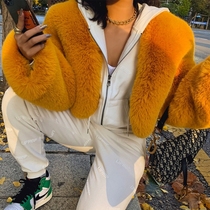 2021 Winter New lamb wool coat short round neck fried street thick imitation rabbit hair short fur jacket women