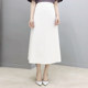 White half-length skirt long skirt autumn women's 2021 new high-waist a-line elastic waist black mid-length cotton base skirt