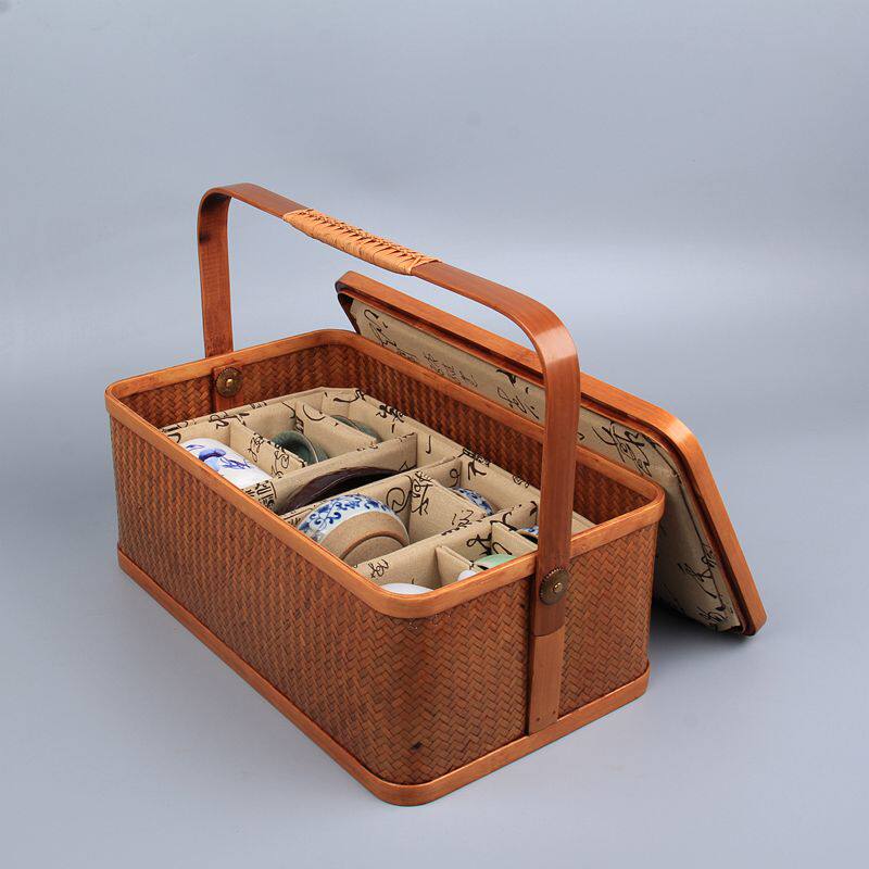 茶具收納盒 茶道 竹細工 收納 竹工芸 新入荷☆美品竹工芸 提籃籠 收納