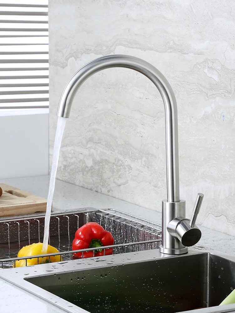 304 stainless steel washing basin dishwashing pool hot and cold water tank rotating face basin Laundry Home Kitchen Faucets Single Cold