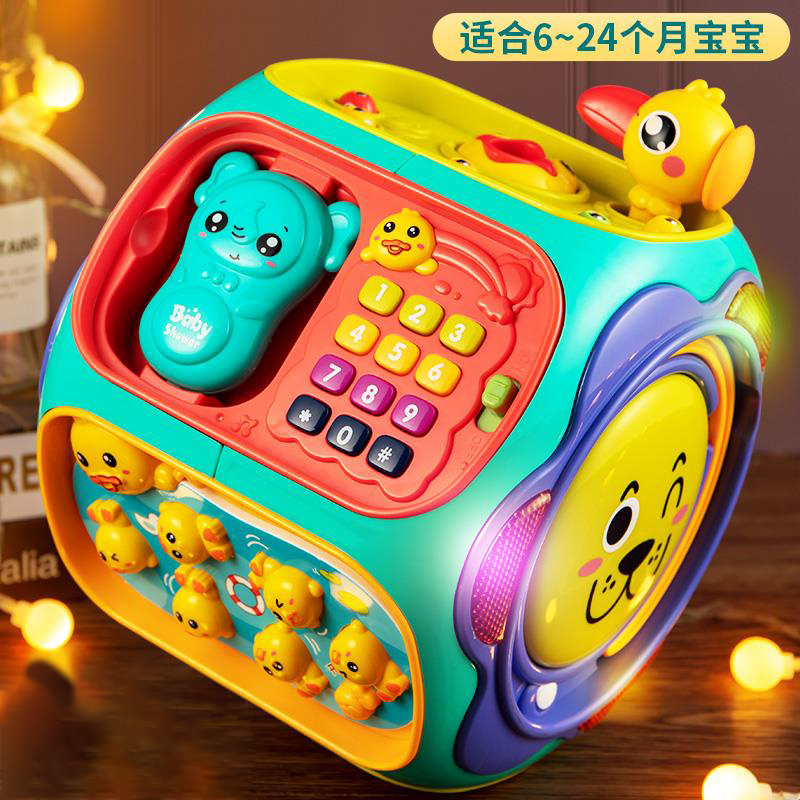 Six - height - body toy baby baby early teaching 0 1 1 3 and 3 and 6 months 2 patting 8 - face drums