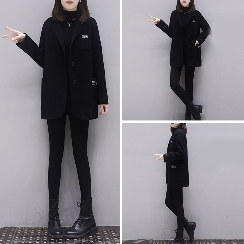 Autumn and winter 2022 new small suit double-sided cashmere coat temperament Hepburn woolen coat ladies
