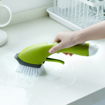 Creative kitchen non-slip long handle decontamination brush automatic add detergent can spray water cleaning brush pot brush tile brush