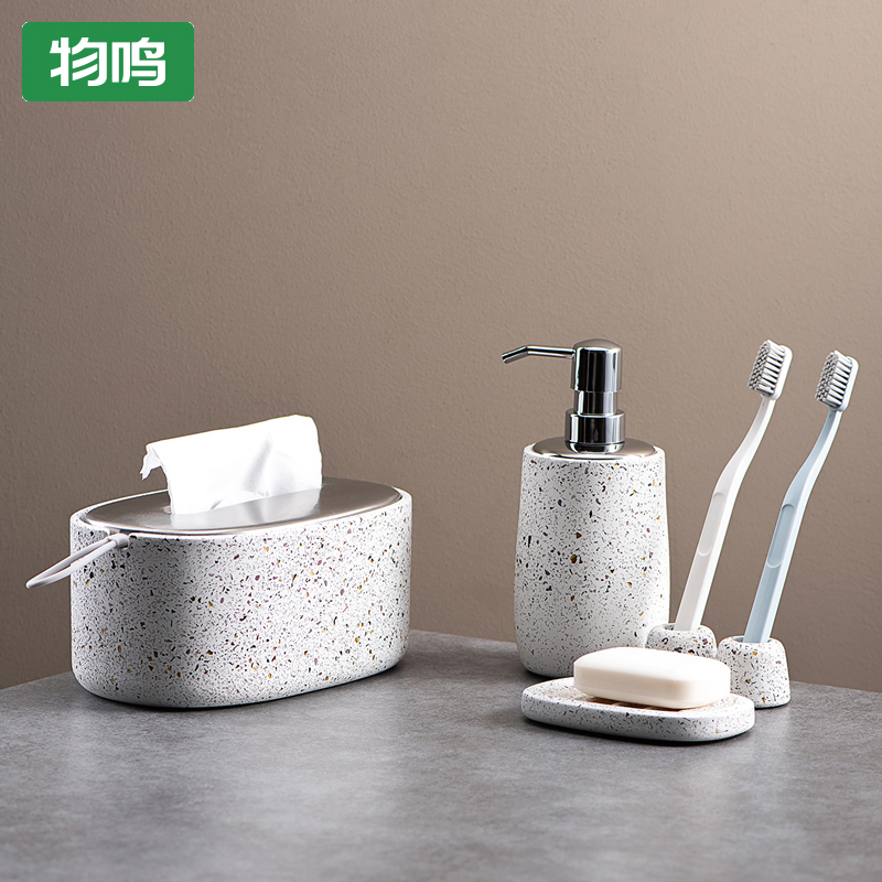 Tinnitus bathroom with five sets of sets soap case light lavish wash-up suit cigarettes Ashtray European-style Soapless Soap Dispenser Bathroom Tissues box