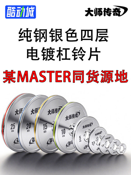 Master Legend Silver Electroplated Barbell Plates Steel Plates Strength Plates Pure Steel Large Hole Dumbbell Fitness Squat Deadlift