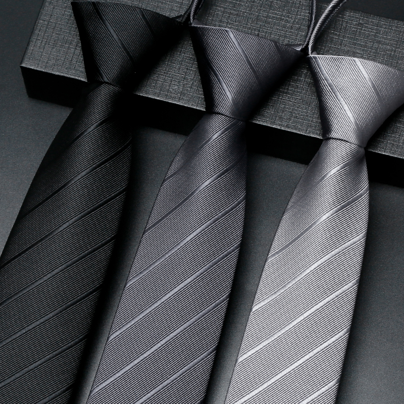 Tie men's black tie-free formal business zipper style gray high-end easy-to-zip wedding groom lazy suit