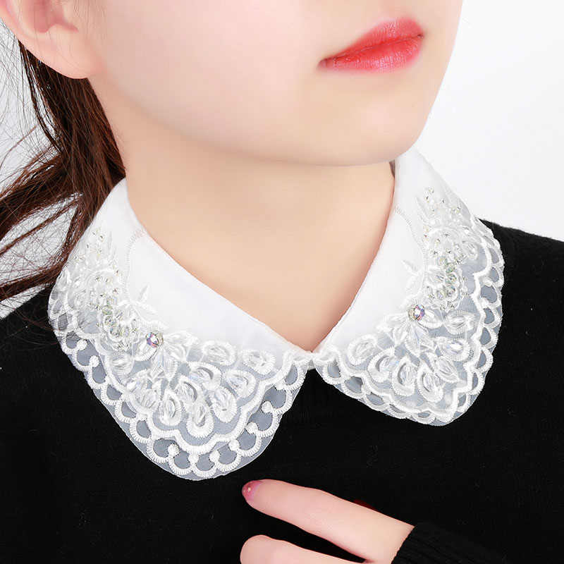 Fake Collar Children 100 Hitch Snowspun Web Yarn Lace Lace Garnish Day Ensemble Cute Autumn Winter Shirt Fake Collar White Sweater