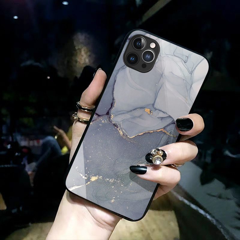 New Simple and Stylish iPhone 16 Phone Case with Marble Pattern for 15Promax, Apple 14 Purple High-End Feel, 13 Glass, 12 Couple Models, Suitable for Men and Women, Huawei P50/Mate60