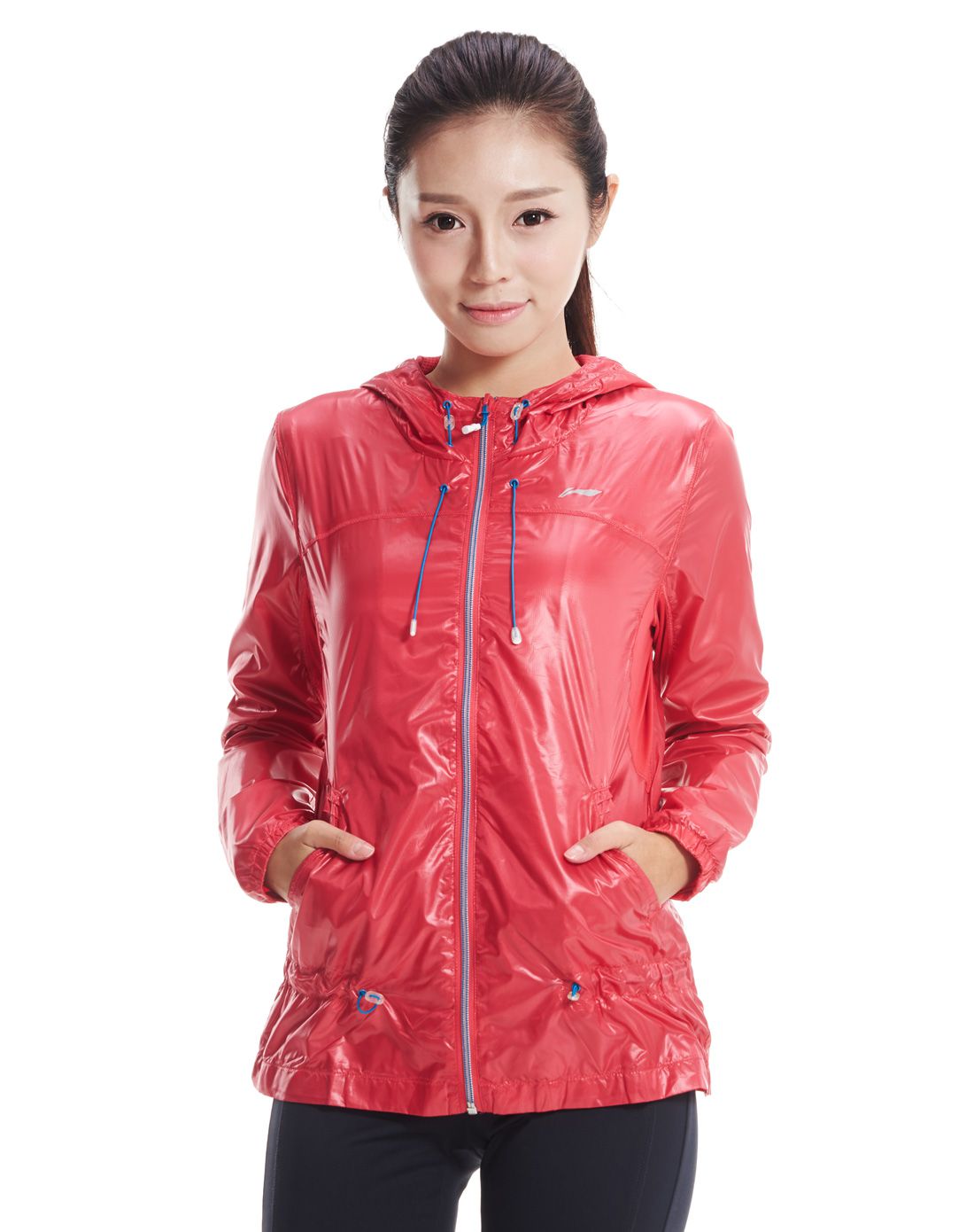 Li Ning áo gió phụ nữ áo khoác đào tạo loạt dài tay windproof áo khoác mũ áo khoác của phụ nữ thể thao AFDK022 bộ gió nam