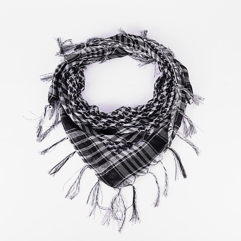 Grandland Action Mai Xiaowang Houndstooth Square Scarf Houndstooth Scarf Outdoor Military Fan Tactical Tassel Cotton and Linen Scarf