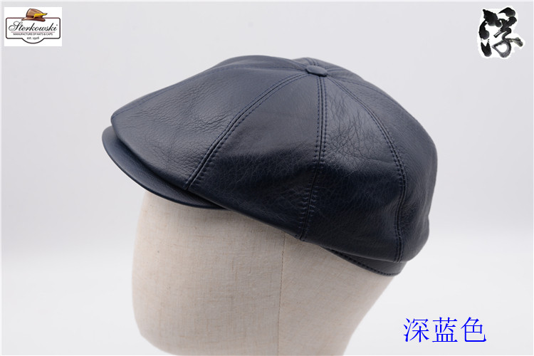 Poland sterkowski leather soft leather octagonal hat artist hat flat cap handcrafted