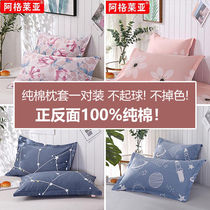 Pure cotton pillowcases a pair of cartoon cotton double pillowcases summer couples single pillow with student dormitory pillow core cover