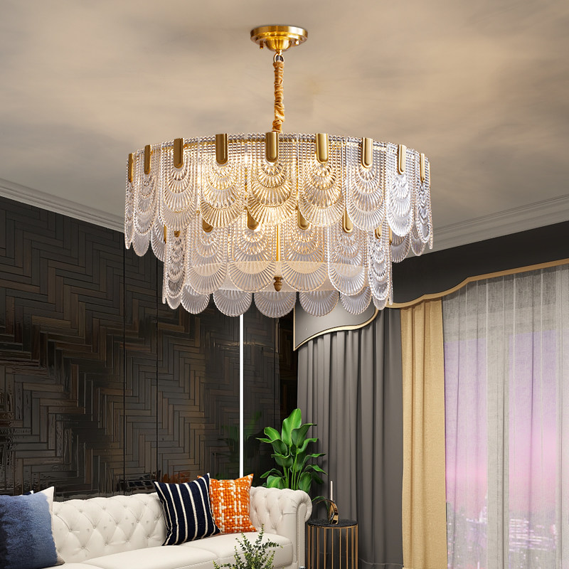 Postmodern minimalist all-copper light luxury living room chandelier atmospheric home dining room lamp high-end bedroom study Nordic lamps - Taobao