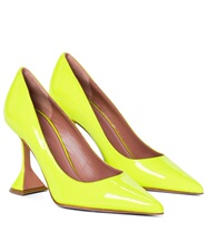  2021 AMINA MUADDI FLUORESCENT YELLOW LACQUER LEATHER LADY HIGH HEEL SHOES