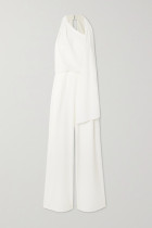 2020 HALSTON LADIES WHITE SCARF DETAIL DRAPED CREPE JUMPSUIT