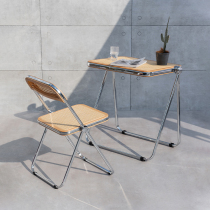 Folding table light extravagant mini-square table minimalist living-room bedroom creative stainless steel medieval vines study small desk