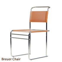 ins medieval metal steel tube cortical chair designer Bauhaus dining chair home minimalist modern horse leather chair