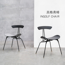 Industrial style dining chair Nordic light luxury household Wrought iron leather chair Designer chair American retro solid wood backrest stool