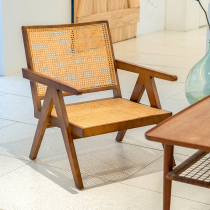 ins medieval furniture handmade rattan choreography chair retro single solid wood sofa home living room light and luxurious lounges