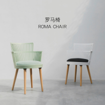 Nordic Windsor High Backrest Dining Chair Designer Casual Chair Small House Style Home Cafe Desk Soft Bag Fabric Chair