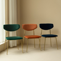 American country Wrought iron light luxury dining chair Velvet metal chair loft small apartment Nordic style restaurant flannel chair