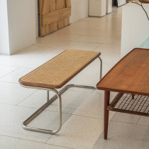 ins net red light and luxurious benches retro rattan choreography home vintage strip benches solid wood folk juku changing shoes stool changing stool